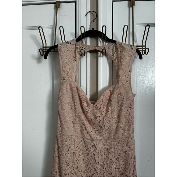 Lulus Medium Rosetta Blush Pink Lace Maxi Dress Wedding guest graduation easter - Picture 7 of 10